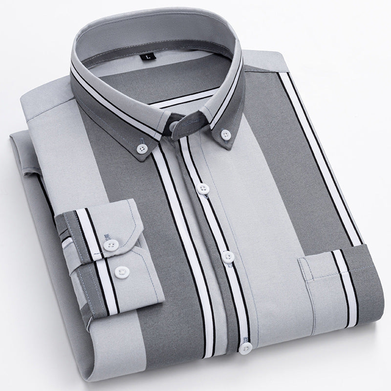 Men's striped business shirt with button-down collar, chest pocket and easy-care cotton blend Mune Fashion