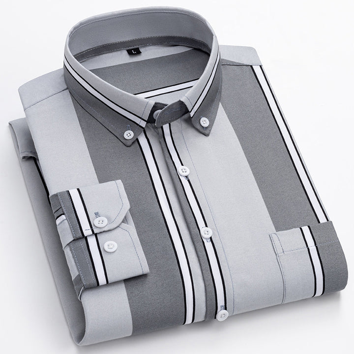 Men's striped business shirt with button-down collar, chest pocket and easy-care cotton blend Mune Fashion