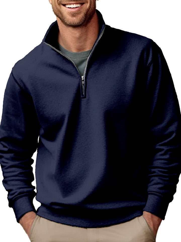 Men's half-zip sweatshirt with stand-up collar and soft fleece interior lining Mune Fashion