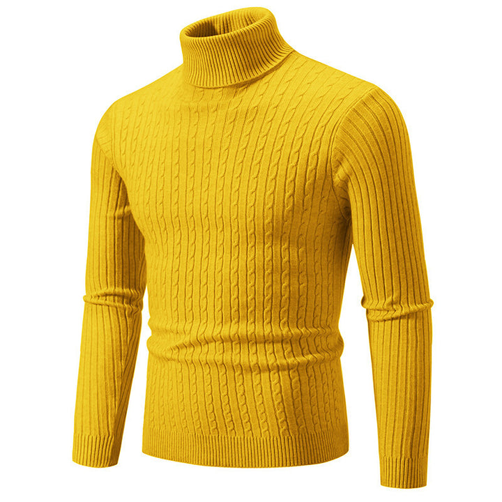 Men's turtleneck sweater with cable knit and slim fit Mune Fashion