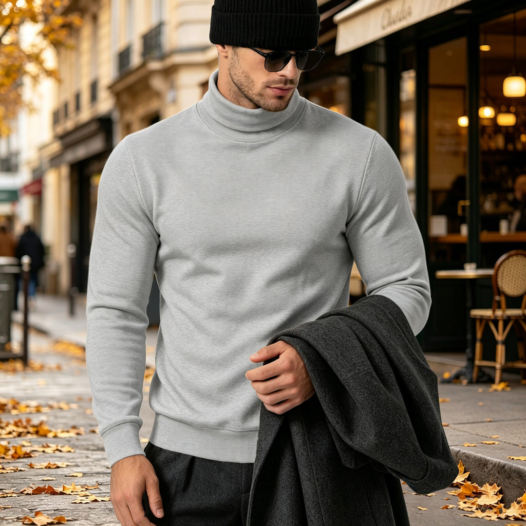 Men's Elegant Cotton Blend Turtleneck Sweater Slim Fit Mune Fashion