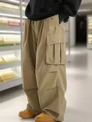 Men's Baggy Cargo Pants in Oversized Utility Style with Elastic Waistband & Multiple Pockets Mune Fashion