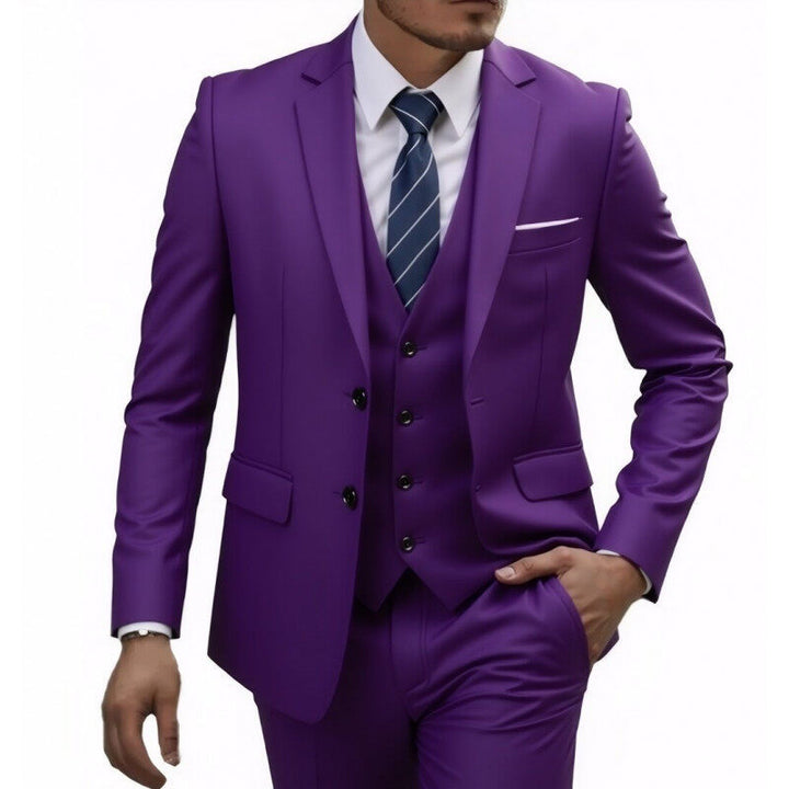 Men's three-piece Slim-Fit suit set with vest, slim lapel and tailored silhouette Mune Fashion