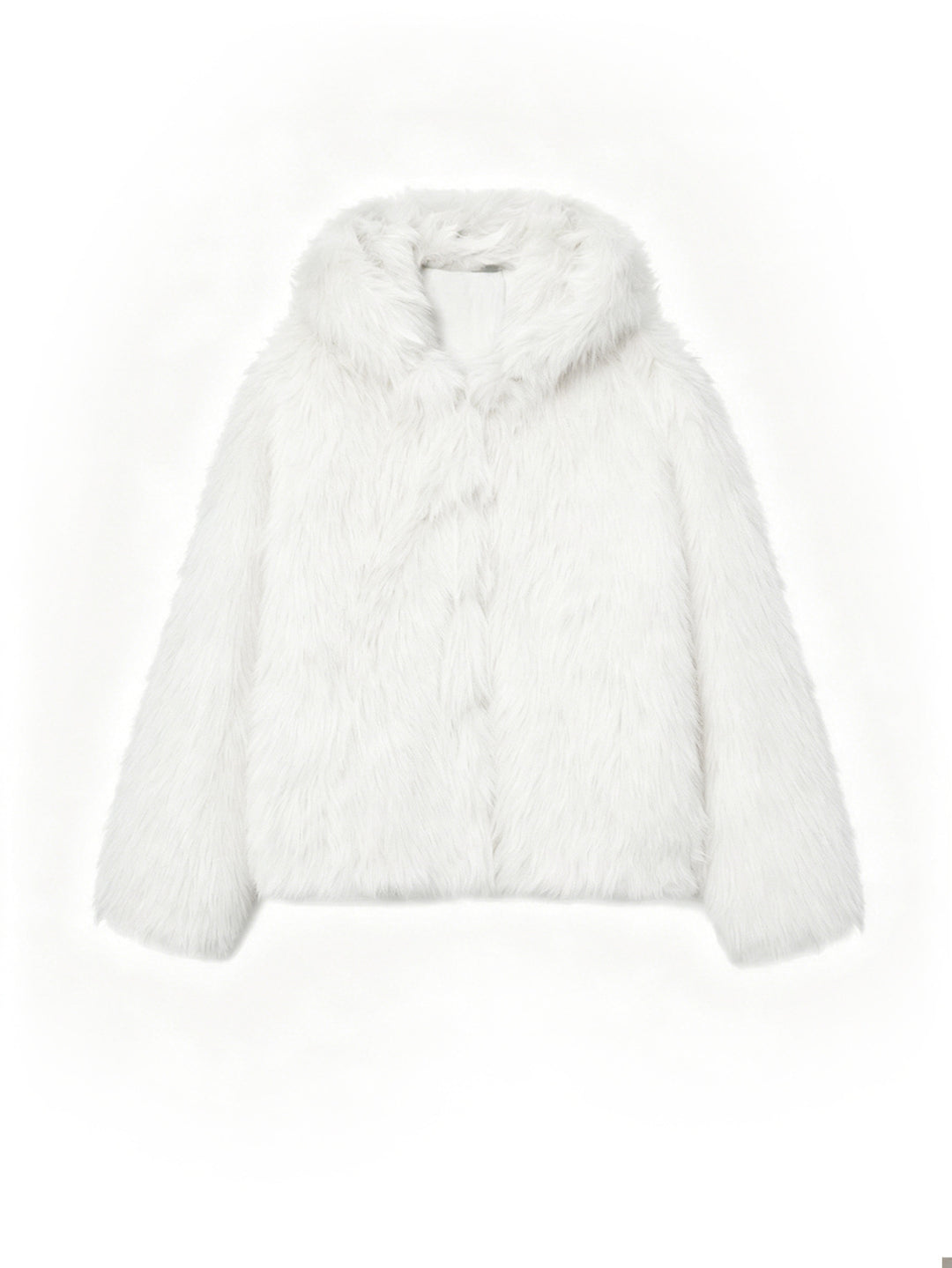 Women's Cropped Faux Fur Jacket with Hood, Dense Long Pile and Boxy Silhouette Mune Fashion