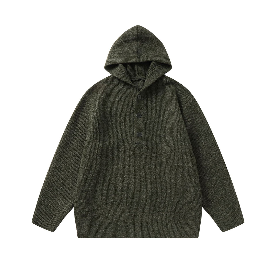 Unisex Ribbed Knit Hoodie with Half-Placket and Oversized Fit Mune Fashion
