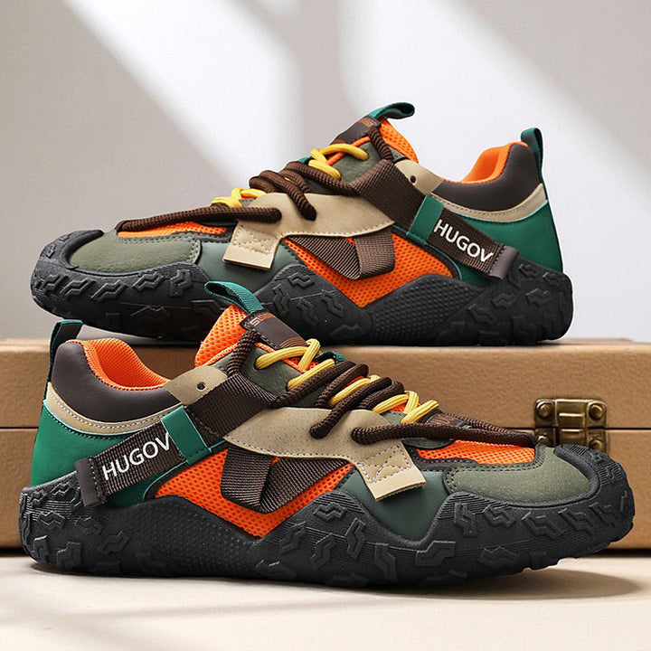 Men's multi-material trekking sneaker with reinforced toe cap, cushioned heel support, and grippy off-road sole Mune Fashion