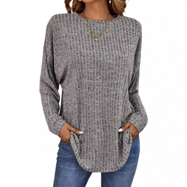 Women's Oversized Structured Knit Sweater with Round Neck and Pockets Mune Fashion