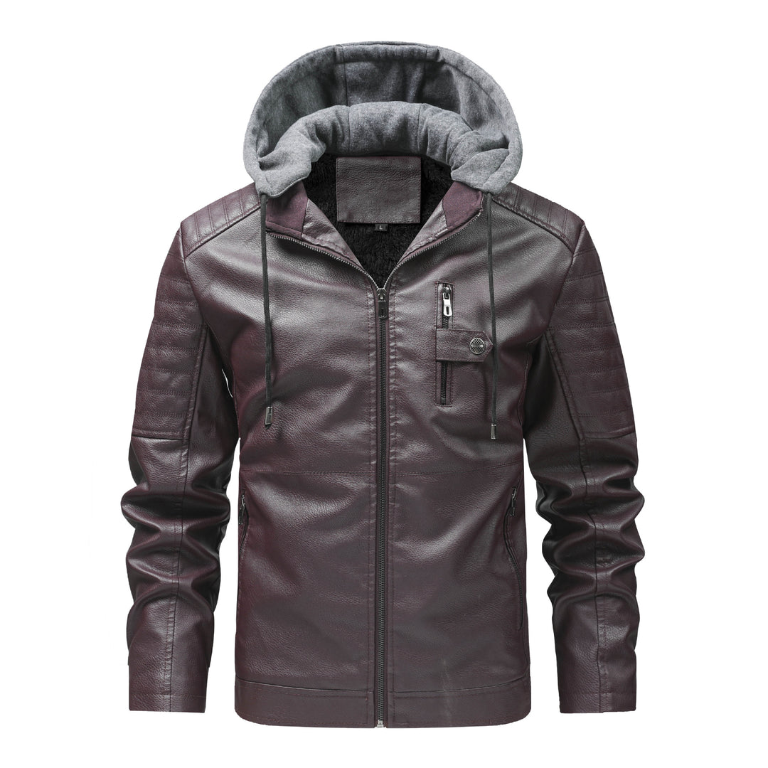 Men's Fashion Leather Jacket with Hood Mune Fashion