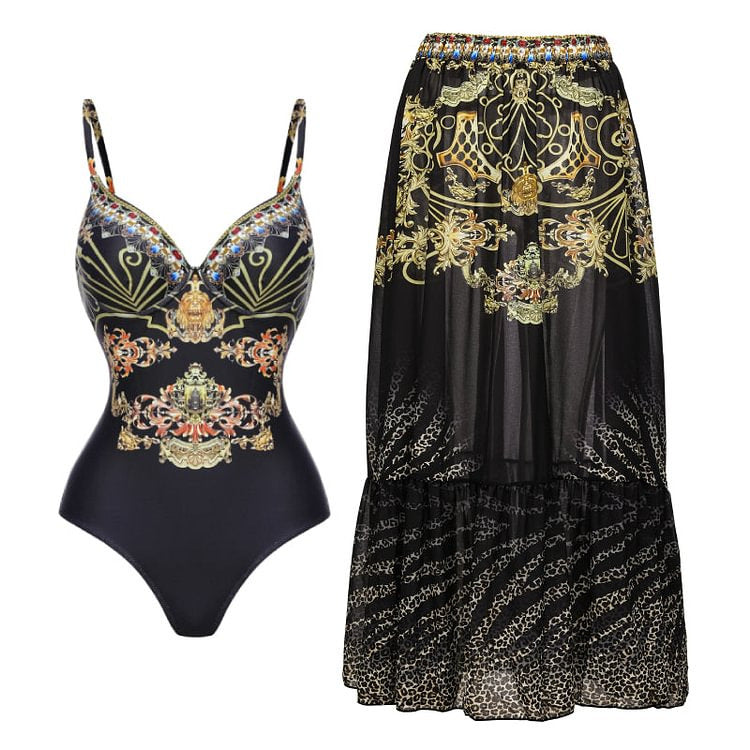 Women’s one-piece swimsuit with elegant design and matching wrap Mune Fashion