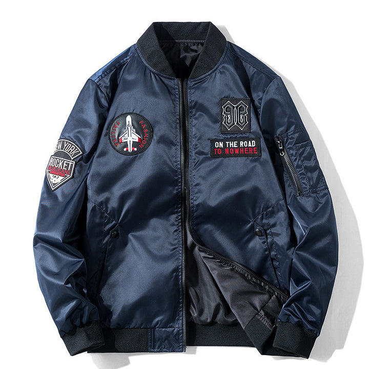Men's bomber jacket in aviator style with patch applications, nylon shell and arm pocket Mune Fashion