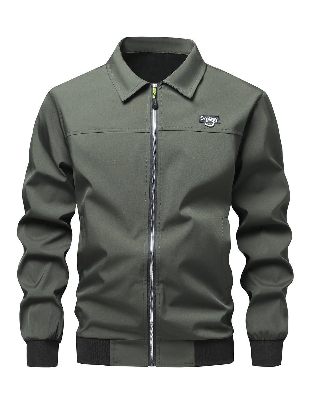 Men's Collar-Zip Blouson made of softshell with ribbed cuffs & Smiley patch Mune Fashion