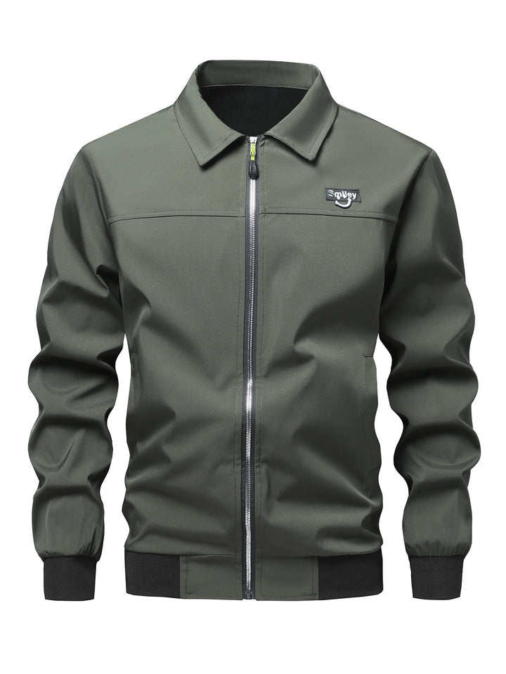 Men's Collar-Zip Blouson made of softshell with ribbed cuffs & Smiley patch Mune Fashion