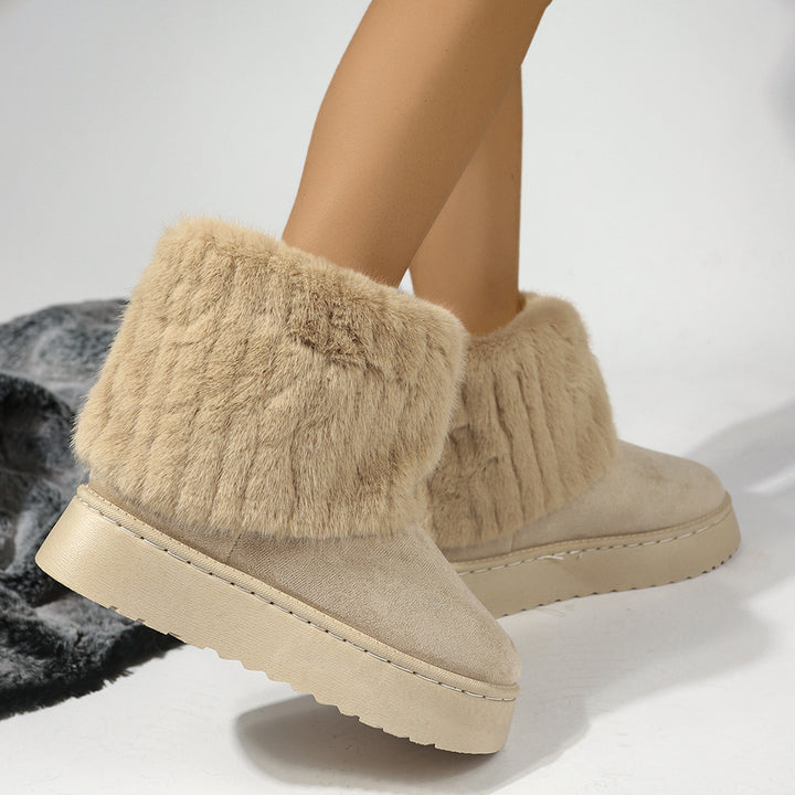 Women Warm Platform Winter Boots with Wide Faux Fur and Cushioned Sole Mune Fashion
