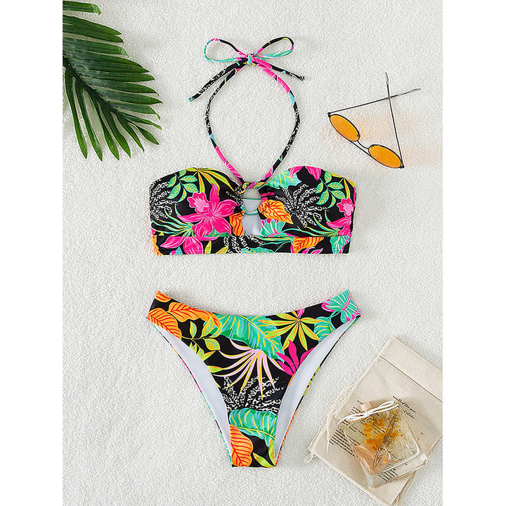 Women's bandeau bikini with sophisticated ring detail and floral print Mune Fashion