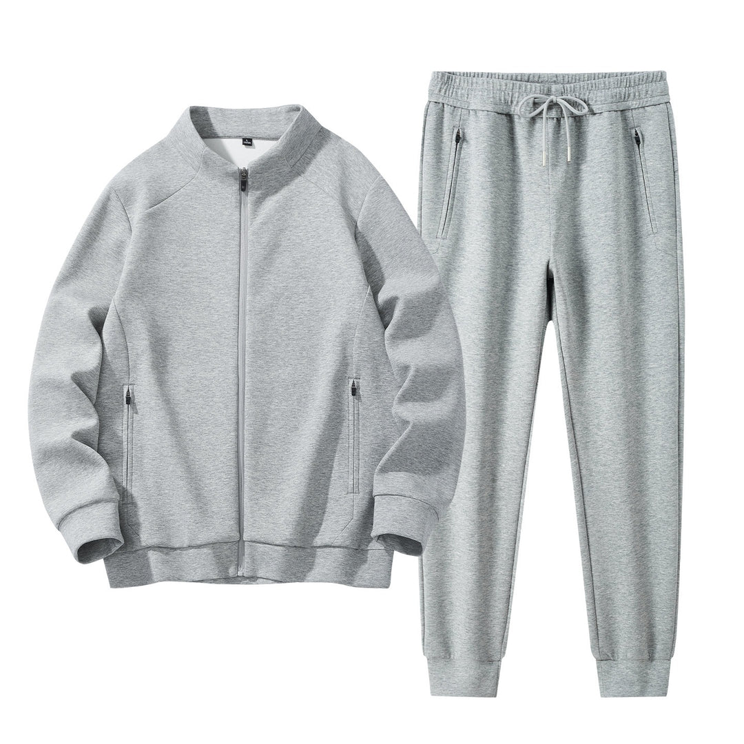 Men's Two-Piece Performance Training Set with Stand-Up Collar Zip Jacket and Tapered Jogging Pants Mune Fashion