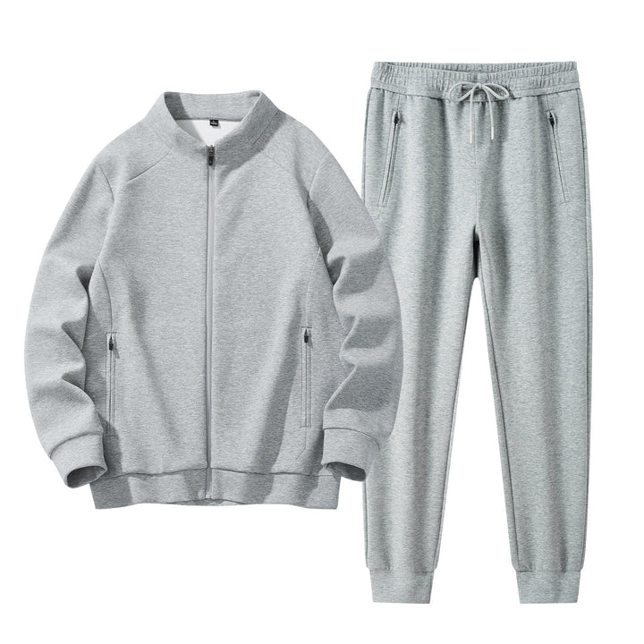 Men's Two-Piece Performance Training Set with Stand-Up Collar Zip Jacket and Tapered Jogging Pants Mune Fashion