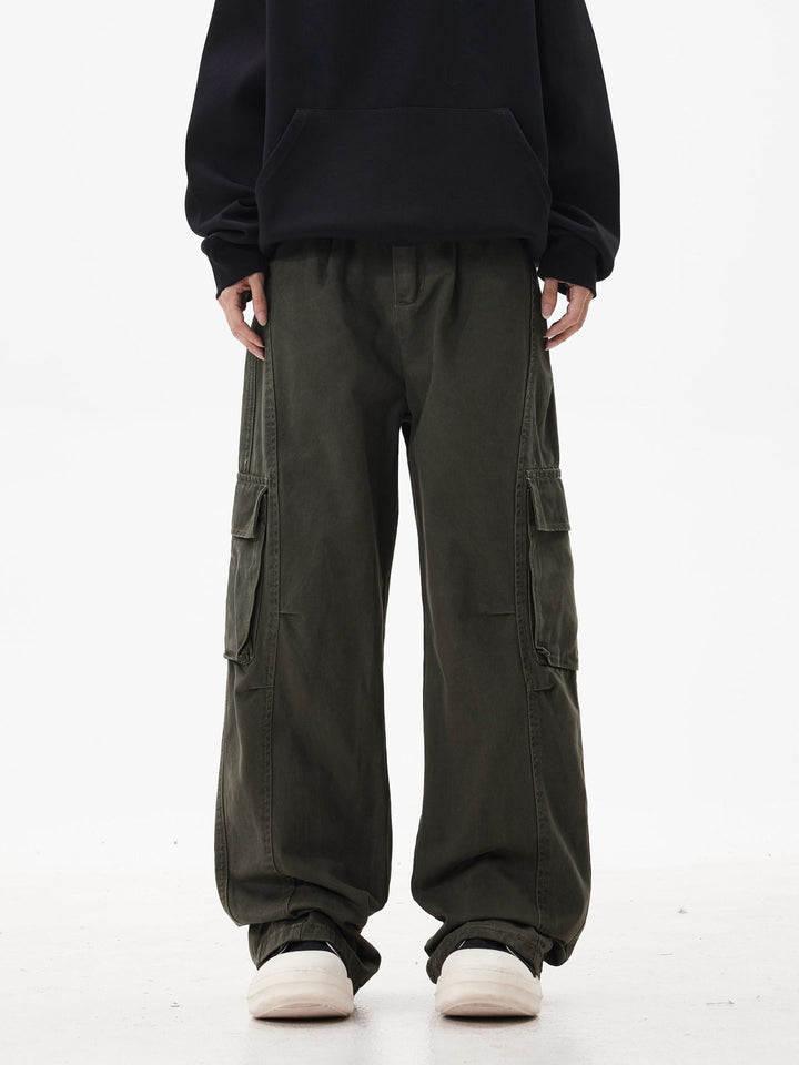 Men's Utility Cargo Pants in Oversized Twill with Drop Crotch and Flap Pockets Mune Fashion