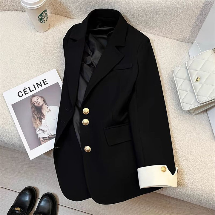 Women Elegant Blazer with Golden Buttons Mune Fashion