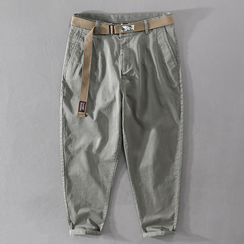 Men's cotton chino with woven belt and tapered leg Mune Fashion