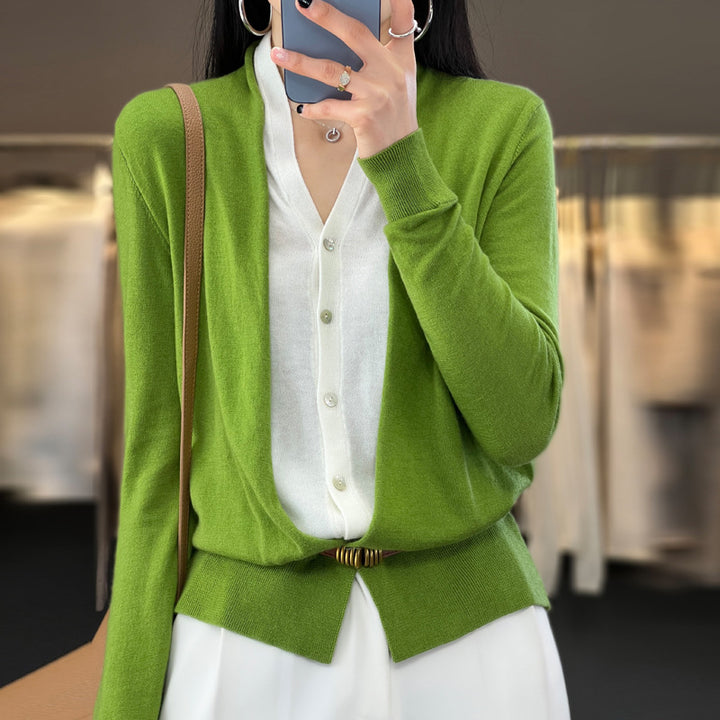 Women Lightweight Open Fine Knit Cardigan with Asymmetrical Pointed Hem and Tailored Silhouette Mune Fashion