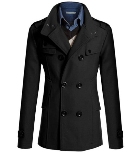 Men's short coat in navy-inspired double-breasted with tailored cut Mune Fashion