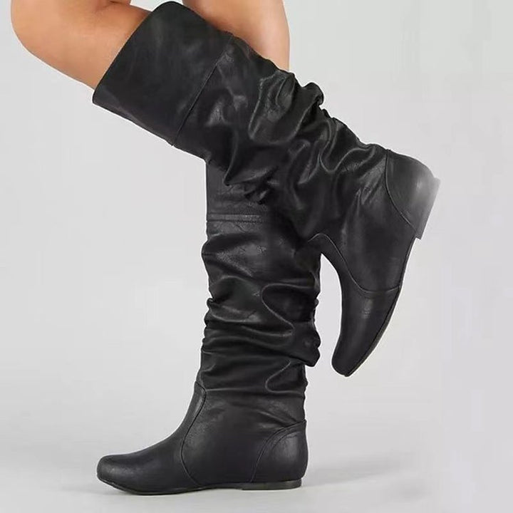Women's slip-on boots with gathered shaft and flat wedge sole Mune Fashion