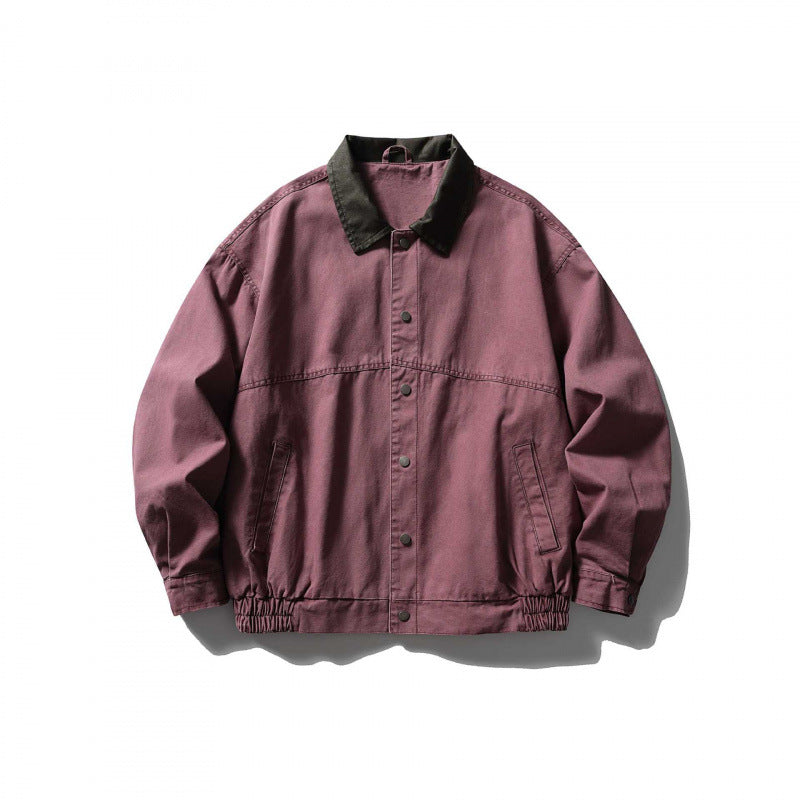 Unisex Boxy Overshirt Jacket made of Cotton Canvas with Corduroy Collar, Snap Button Placket and Elastic Hem Mune Fashion