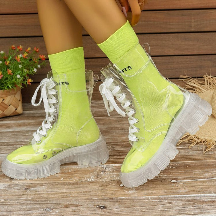 Women Transparent Platform High-Top Boots with Colored Insole Mune Fashion