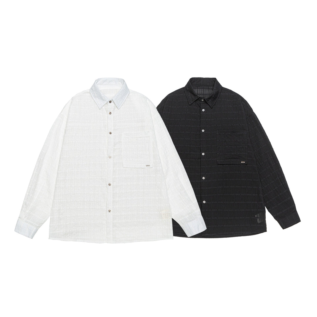 Unisex Textured Oversized Shirt Jacket with Chest Pocket Mune Fashion