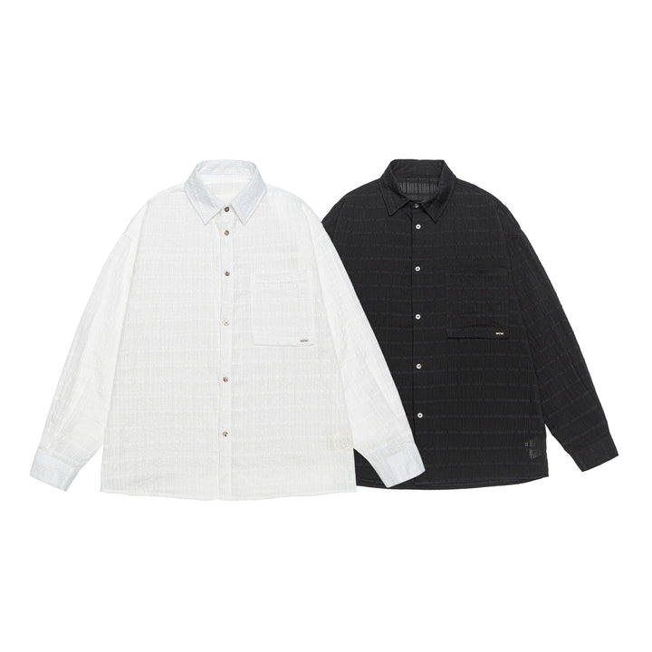 Unisex Textured Oversized Shirt Jacket with Chest Pocket Mune Fashion
