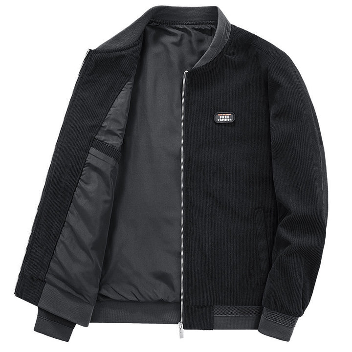 Men's Lightweight Cord Blouson with Padded Inner Lining, Ribbed Cuffs and Logo Patch Mune Fashion