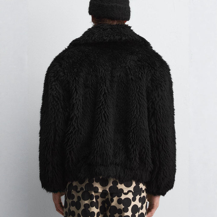Men's short jacket made of faux fur with zipper and boxy cut Mune Fashion