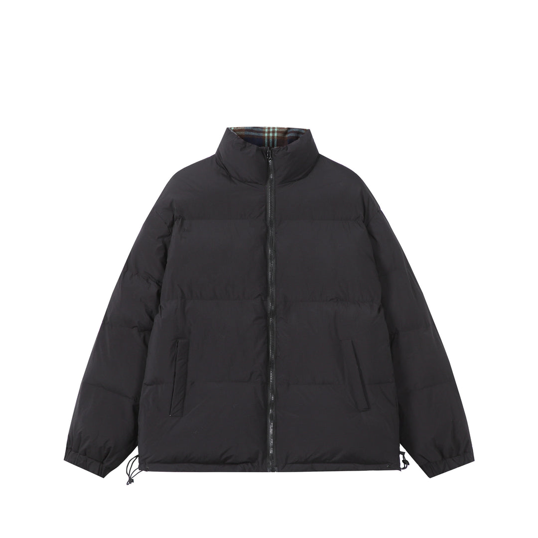 Unisex Boxy-Short Parka with quilted insulation, drawstring hem and plaid lined collar Mune Fashion