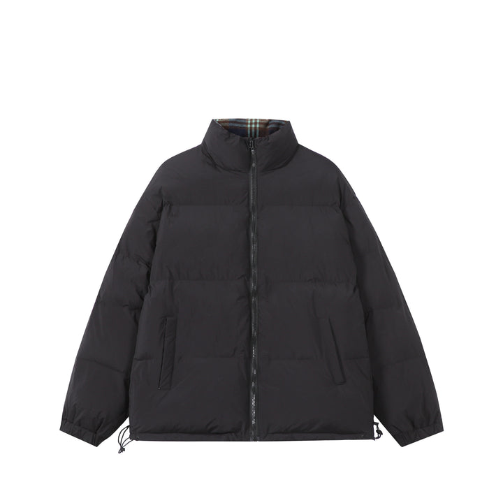 Unisex Boxy-Short Parka with quilted insulation, drawstring hem and plaid lined collar Mune Fashion