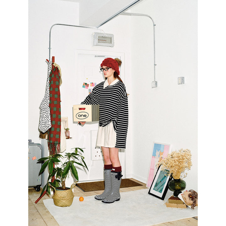 Unisex Striped Breton Sweater with Round Neck and Oversize Fit Mune Fashion