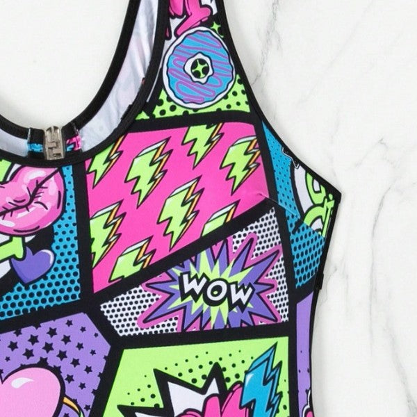 Women’s sporty jumpsuit with colorful comic pattern Mune Fashion