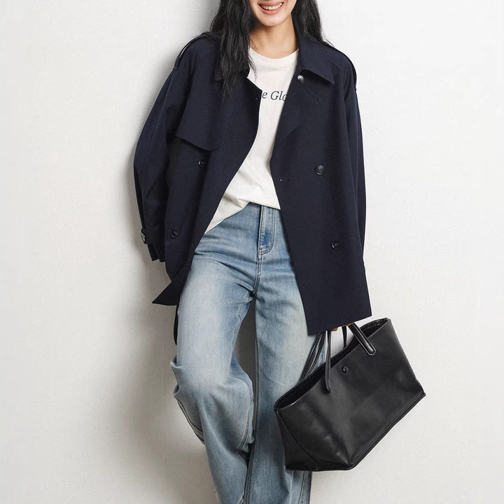 Women Fashionable Trench Coat with Tailored Cut Mune Fashion