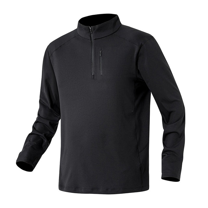 Men's Performance Half-Zip Training Pullover with Stand-Up Collar & Chest Zipper Mune Fashion