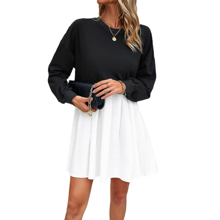 Women's nan legeres sweatshirt dress with balloon sleeves, cropped waistband and gathered skirt Mune Fashion