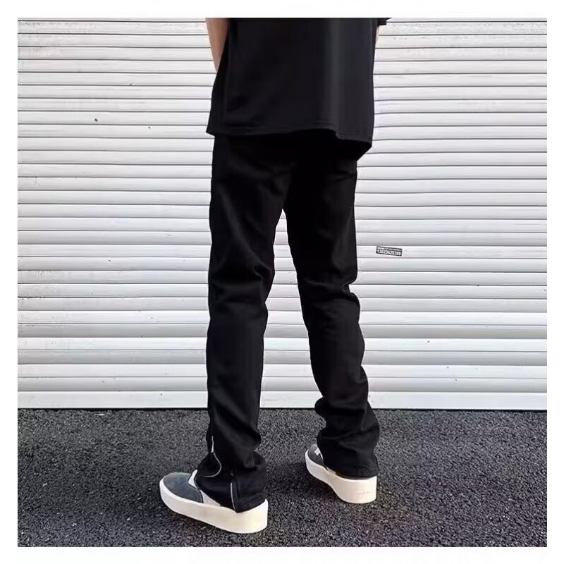 Men's Slim-Fit Zip-Ankle-Pants with Side Zipper Detail Mune Fashion