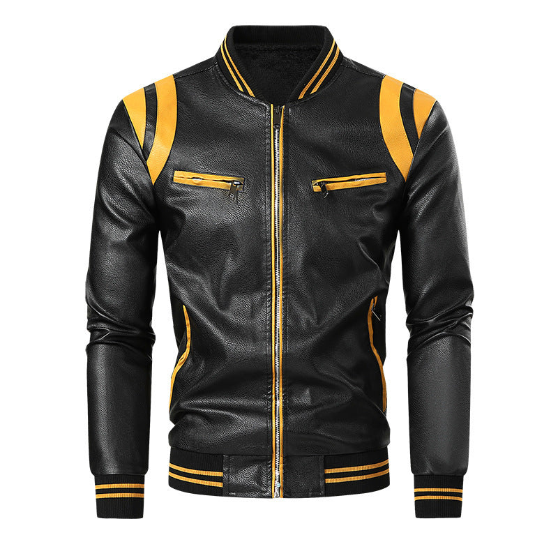 Men's Sporty Leather Jacket Mune Fashion