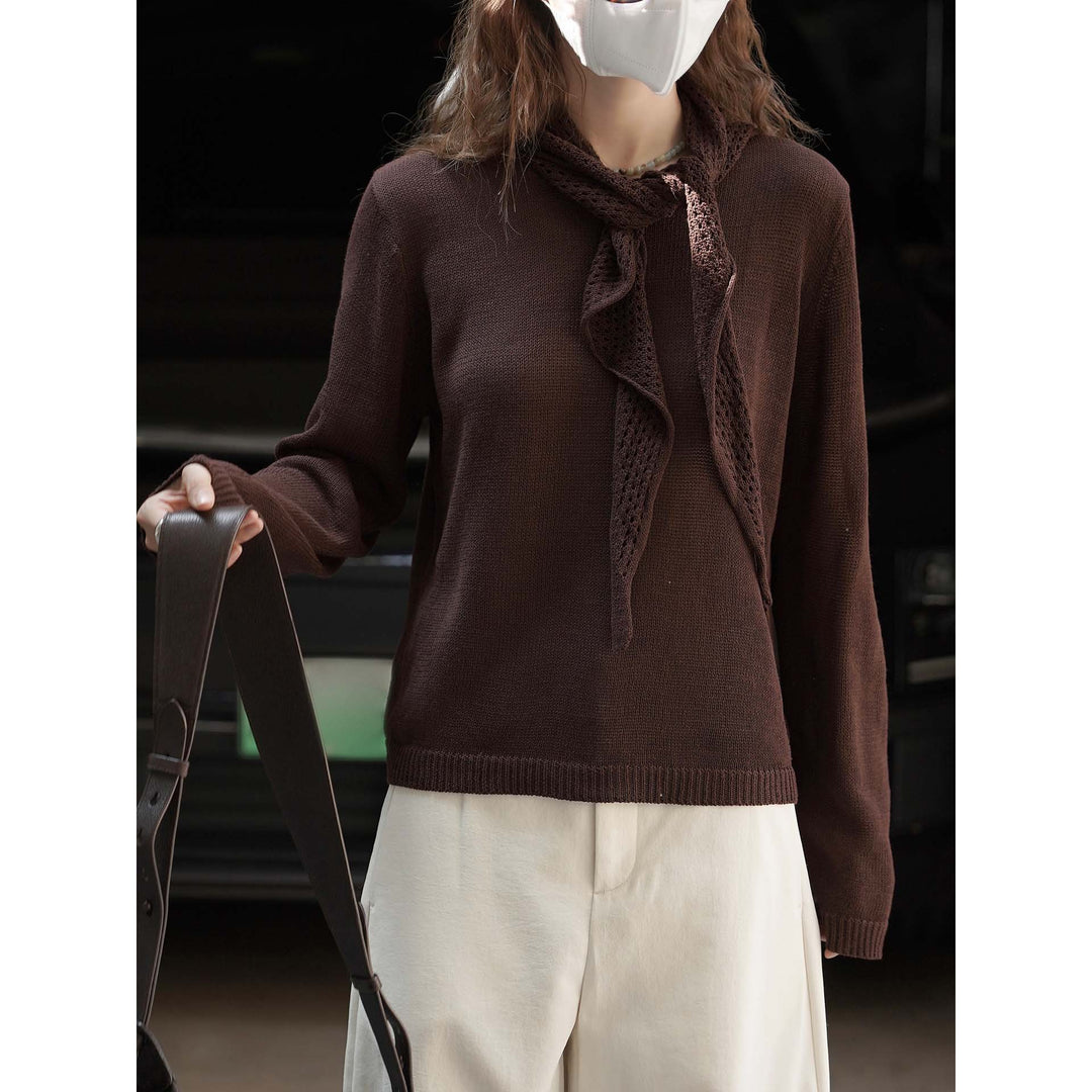 Women's lightweight fine-knit ensemble with loose sweater and openwork cardigan Mune Fashion