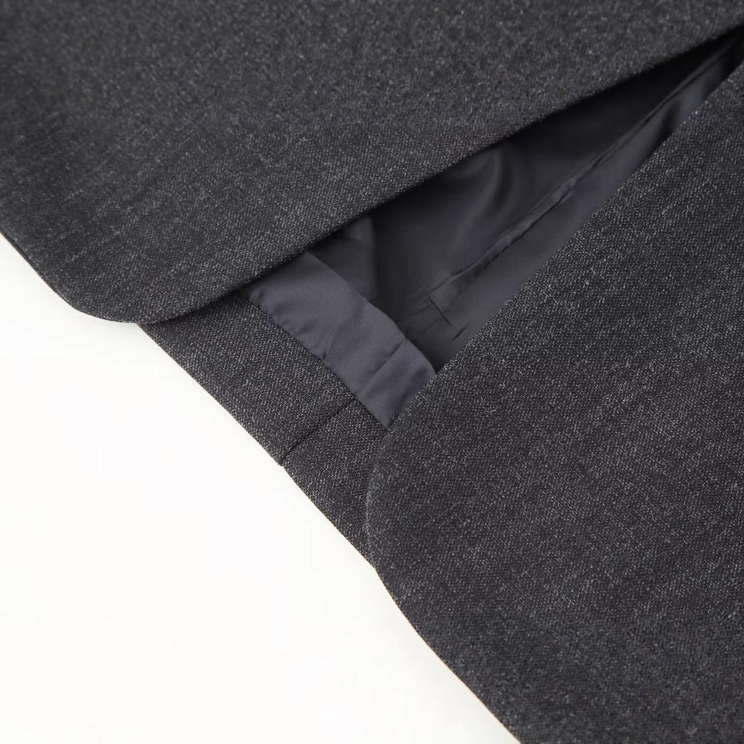 Women's oversized blazer in boxy cut with asymmetrical stand collar and concealed button placket Mune Fashion