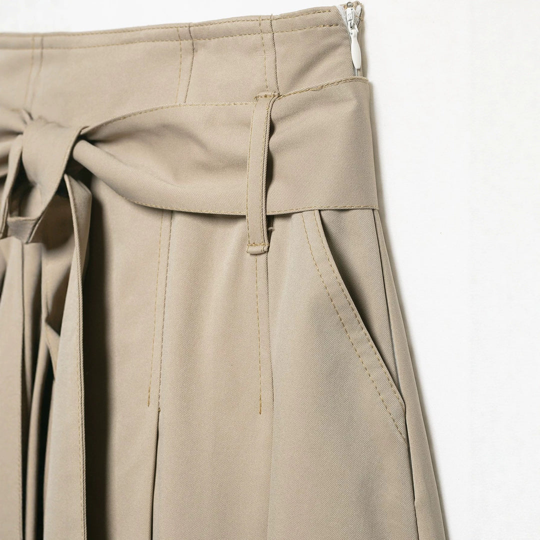 Women's midi skirt with high waist, wide godet cut and tie belt Mune Fashion