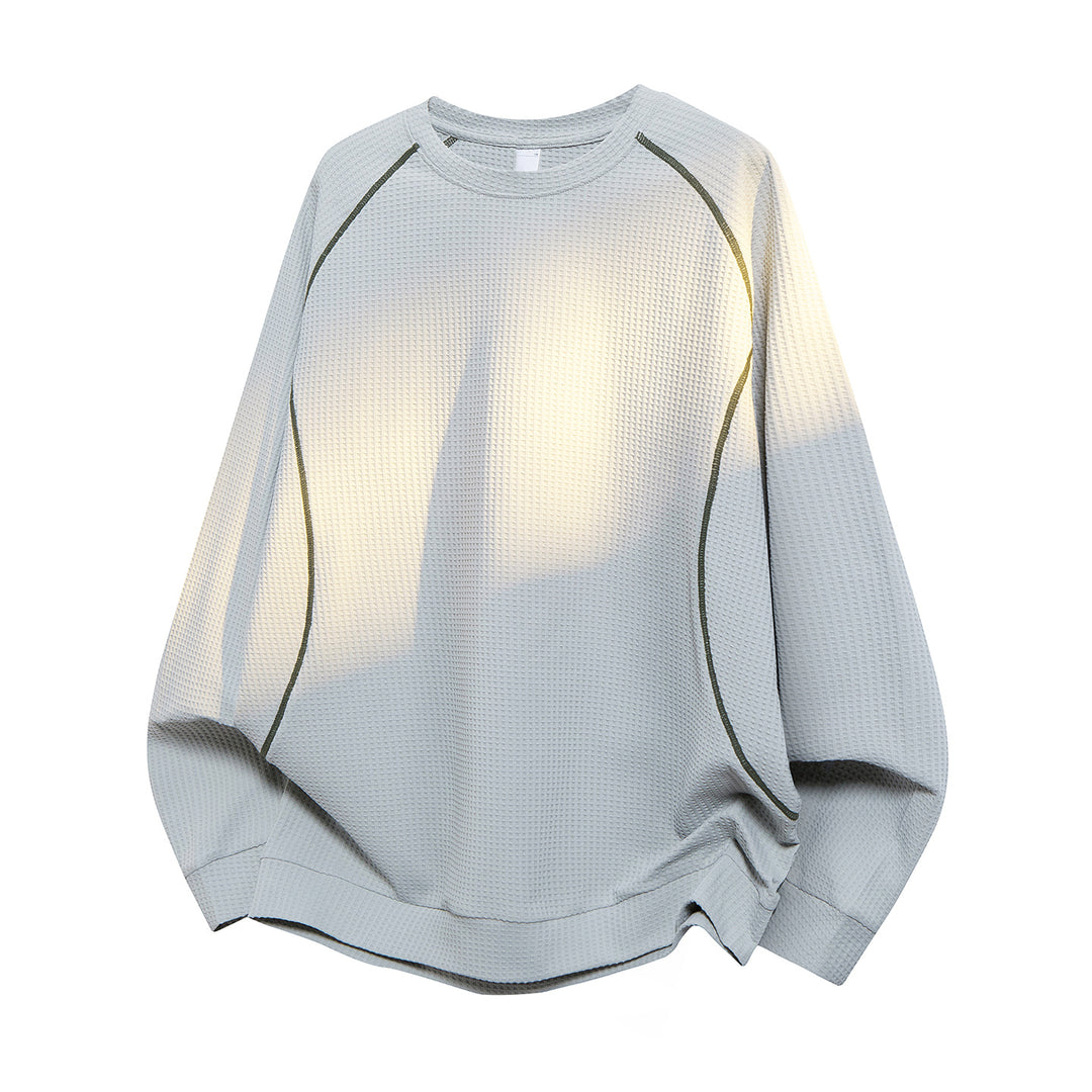 Men's Waffle Structure Oversized Sweatshirt with Raglan Sleeves and Relaxed Fit Drune