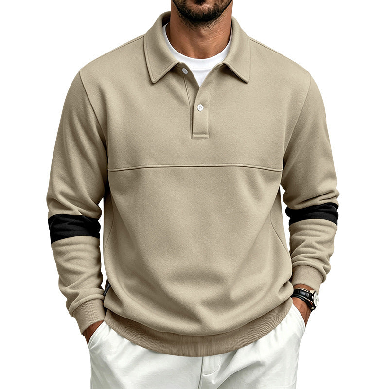 Men's sporty-casual polo sweatshirt with half-button placket and sleeve contrast Mune Fashion