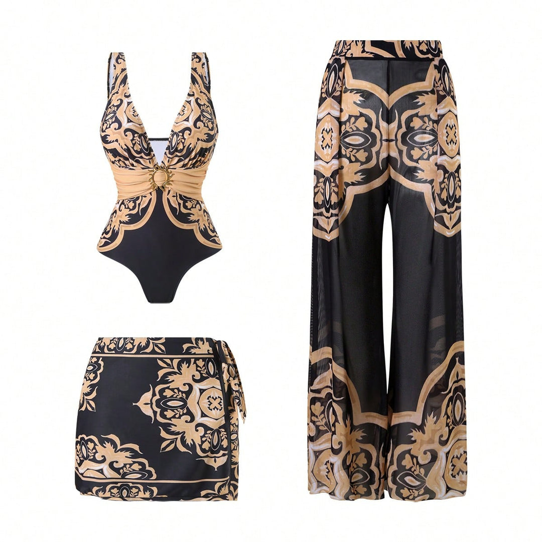 Ladies Elegant Swimsuit with Matching Beach Shorts Set Mune Fashion