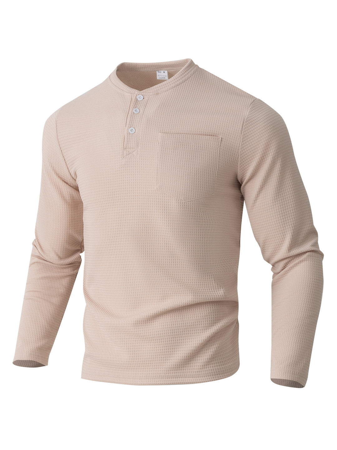 Men's long sleeve Henley with waffle structure and chest pocket thermal long sleeve shirt Mune Fashion