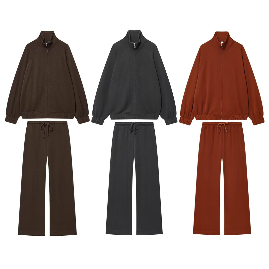Women's Oversized Zip Sweat Jacket with High Standing Collar and Raglan Sleeves Mune Fashion