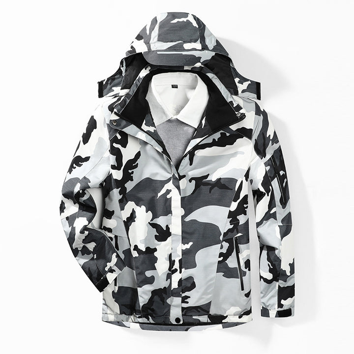 Men's Camouflage Softshell Jacket with Removable Hood and Breathable Lining Mune Fashion